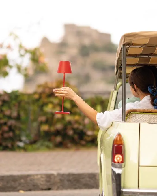 Zafferano — Rechargeable cordless lamps — no voltage question — and hand-blown glassware.